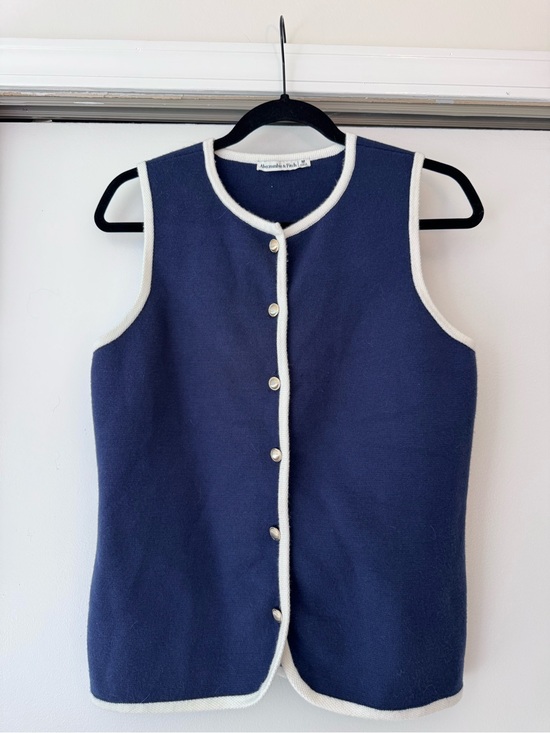Abercrombie & Fitch Tops - Abercrombie & Fitch Navy Sweater Vest with White Trim and Gold Buttons